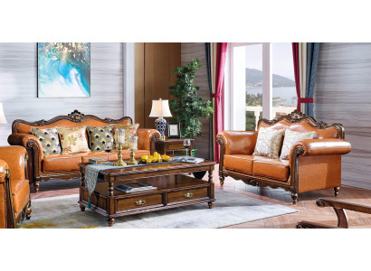 Living room Suite Sofa set 3+2 Seat Couch Upholstery Sofa Luxury Furniture Orange