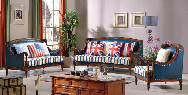 American Sofa Set Leather Sofa Couch Upholstery 321 Seater Wood Empire Furniture