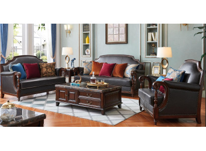 Luxury Furniture Sofa set Couch Sofa 3 2 1 Seater Living room Wood 3pcs.