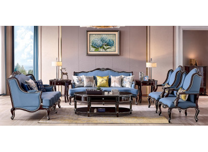 Luxury Classic Chesterfield Upholstery Sofa set 3+2+1+1 Seater Blue Black