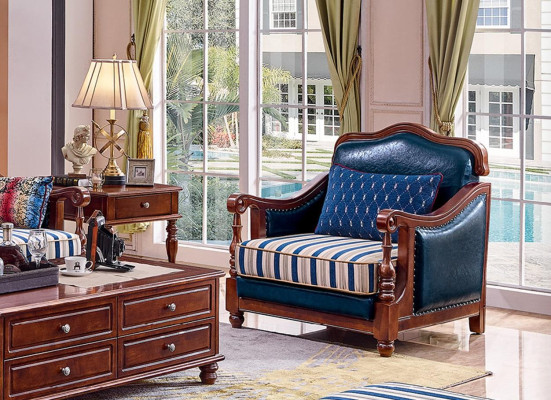Design Leather Armchair Living room Lounge Luxury Chair Design Furniture Blue