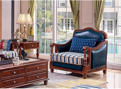 Design Leather Armchair Living room Lounge Luxury Chair Design Furniture Blue