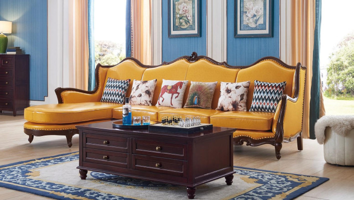 Classic Corner sofa Yellow Empire Couch Sofa Leather sofa Sofas Couches