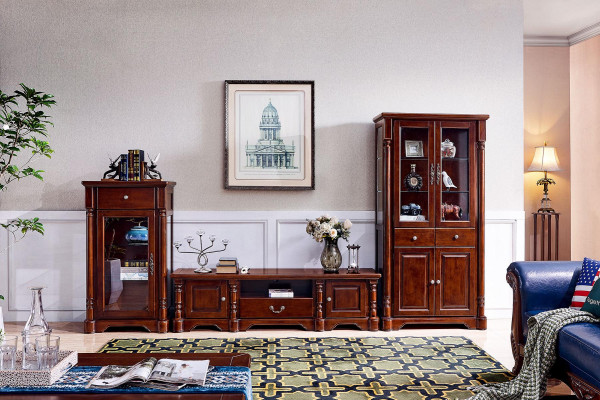 Design Wall unit Lowboard TV Wardrobe 2 showcases 3 pieces. Set Classic Style