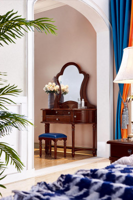 Classic Furniture Solid wood 2-piece luxury Dressing table Stool Bedroom