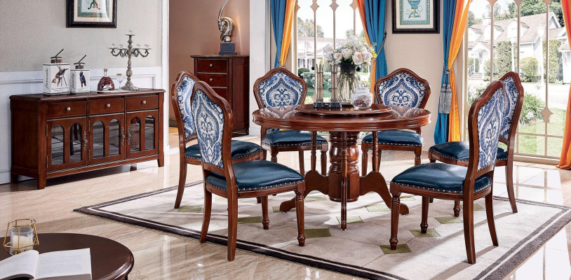 Dining set Table Dining set 6 Chairs Armchairs Dining room Groups Wood
