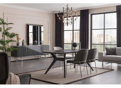 Dining room Dining table Chair Chest of drawers Tables Suite Wood Set 5tlg Table