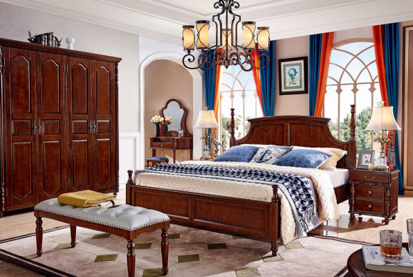 Designer Bedroom Furniture 5-piece Set Bed Bedside tables Wardrobe