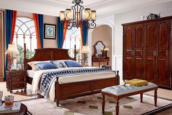 Design Bedroom 3 pcs. Bed 2x Bedside tables Classic r Beds Set