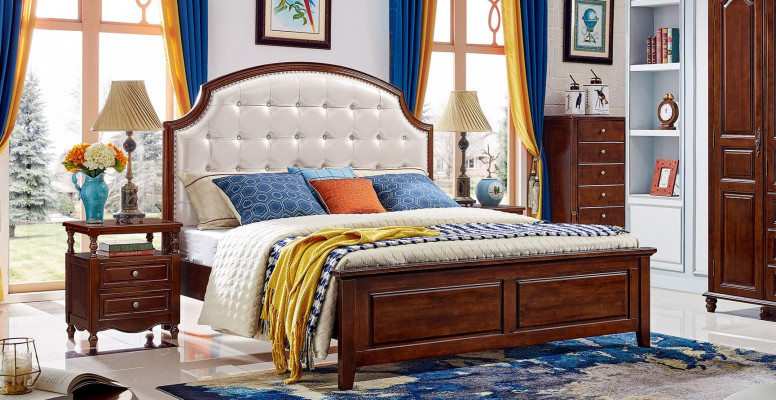 Bed Furniture Wood Design Beds Solid Double bed Bedroom classic