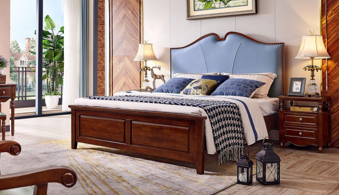 Bedroom Bed Bedside table Beds Double Wood Bed frame Set 3pcs.