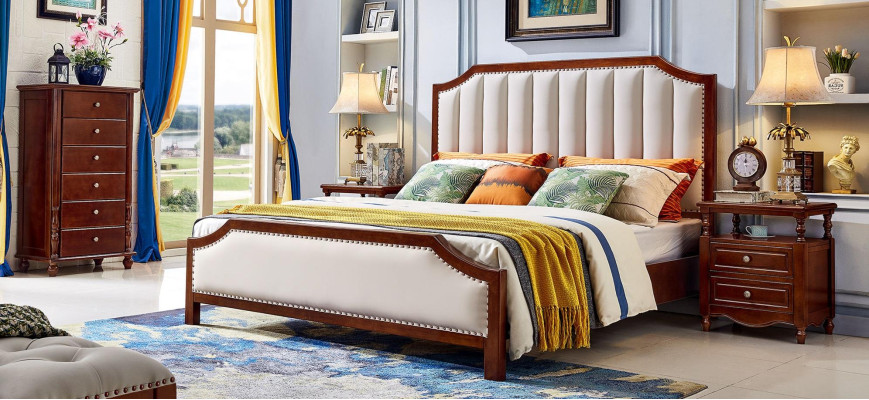 Bed 2x Bedside tables 3 pcs. Bedroom Set Design Classic Luxury