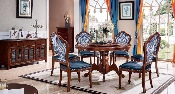 Complete Set Dining room Group Wood Chairs Dining Set Luxury Furniture 6