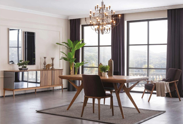 Suite Dining room Dining table Chair Table Chest of drawers Armchair Tables Wood Set 5pcs XXL