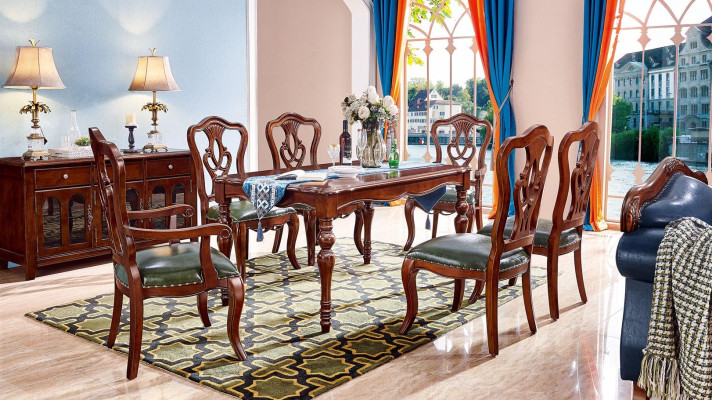 Complete Set 6 Chairs Dining room Group Wood Chair Luxury Furniture Baroque