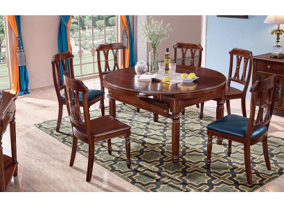 Suite Complete Set Dining table + 6 Chairs Dining room Group Wood Table