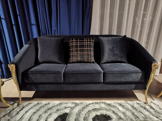 Three Seater Couch Upholstery Furniture Velvet Luxury Furnishings Fabric Couches