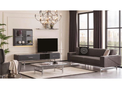 Luxury living room sofa 3 seater coffee table TV cabinet shelves lowboard design 4 pieces.