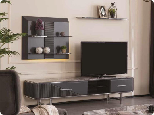 Luxury living room sofa 3 seater coffee table TV cabinet shelves lowboard design 4 pieces.