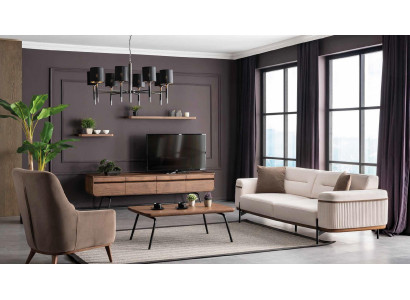 Group Living room Sofa set Sofa 3+1 Seater Coffee table Chest of drawers Sofas Armchair