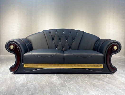 Chesterfield Sofa Baroque Couch Wood Leather Three Seater Classic Sofas Furniture