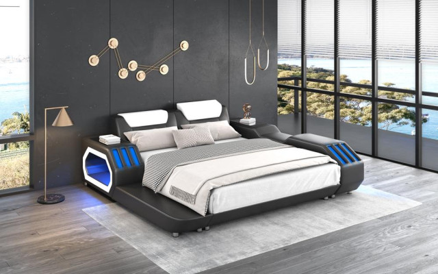 Luxury Led Beds Illuminated Bedroom Bed Leather Bed 180x200 Furniture