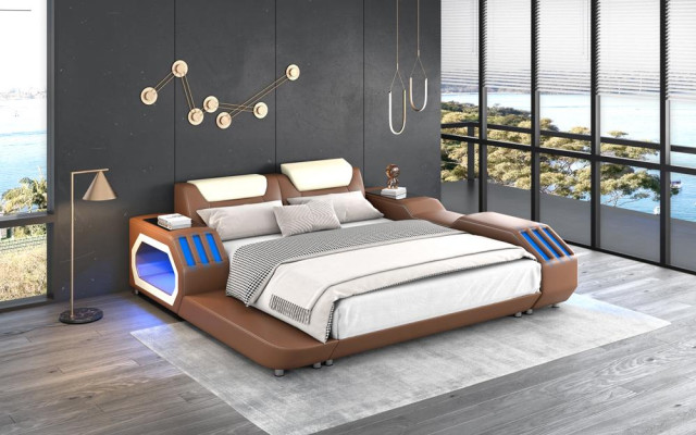 Luxury Led Beds Illuminated Bedroom Bed Leather Bed 180x200 Furniture