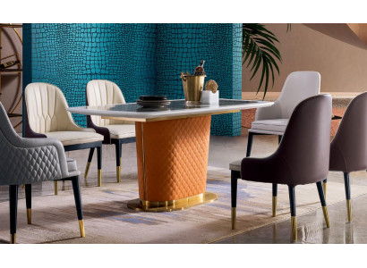 Dining table Suite designer Dining room Furniture Table Leather Chair 6x Chairs
