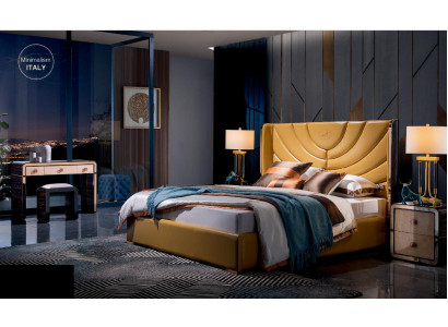 Bed + 2x Bedside tables 3 pieces. Bedroom Set Italian Furniture Style Modern