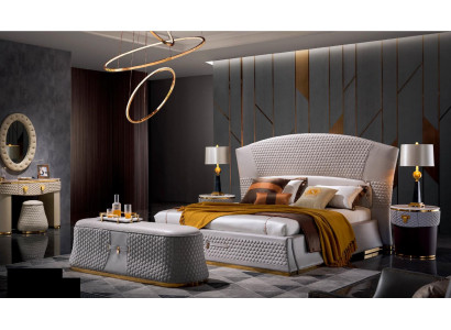 Bed + 2x Bedside table 3-piece Bedroom Set Design Modern Luxury Classic