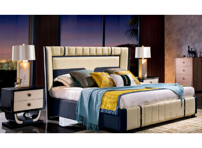 Design Bedroom 3 pcs. Bed 2x Bedside table Classic r Luxury Beds