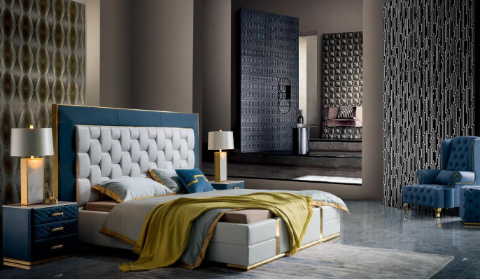 Leather bed Bed Beds Upholstery Design 180x200cm Double bed Modern