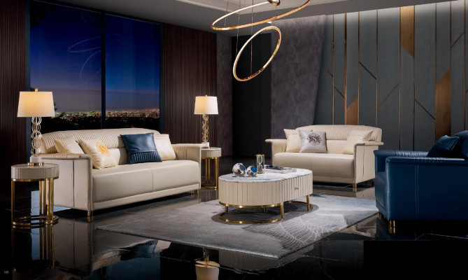Beige luxury sofa set 3+2 seater set designer upholstery couches 2 pieces. set