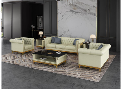 Chesterfield Sofa set Couch Upholstery Furniture Set 3+2+1 Leather sofa 3pcs
