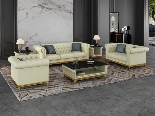 Chesterfield Sofa set Couch Upholstery Furniture Set 3+2+1 Leather sofa 3pcs