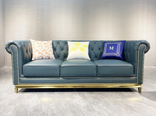Chesterfield Sofa Couch Furniture Three-Seater Couches Textile stainless steel frame
