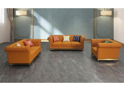 Chesterfield Living room Couch Sofa Set Luxury Suite 3+2+1 Orange new