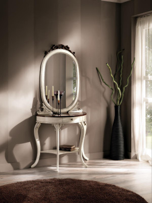 Classic r Mirror Dressing table Console Table White Wood Bedroom Furniture 2pcs