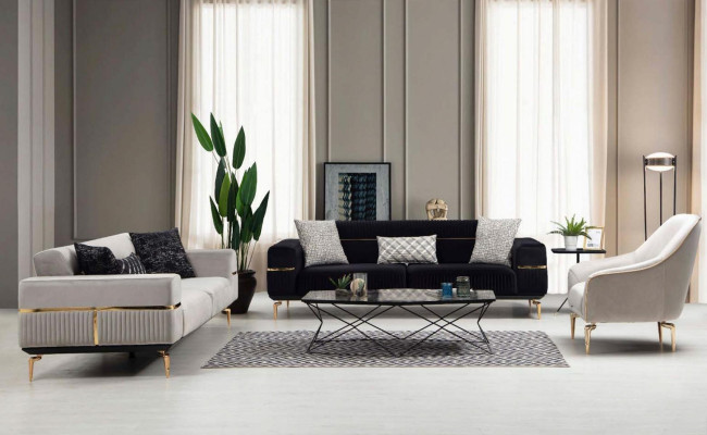 Luxury Sofa set Sofa Upholstery Group Sofas 3+3+1 Seater Armchair 3pcs. Velvet set