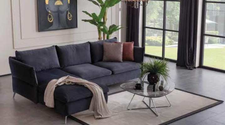 Corner sofa Living room Corner sofa Corner suite Textile Sofa Fabric Couch Upholstery