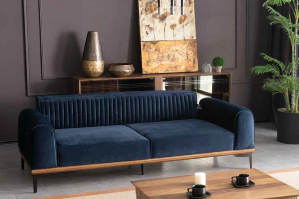 Blue e three-seater couch living room seating furniture couches sofa living room