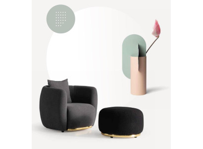 Living room Armchair Stool Suite Fabric Luxury Group Modern Design Set