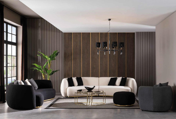 Living room Armchair Stool Suite Fabric Luxury Group Modern Design Set