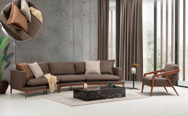 Corner sofa Sofa Living room Sofas Fabric Luxury Corner L-shape Wood Style Modern Furniture new