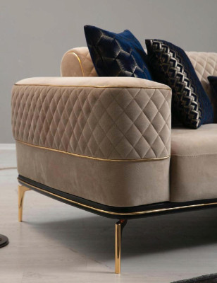 Suite Sofa set Sofa Sofas 3+1 Seater Armchair Fabric Wood Modern Polyester