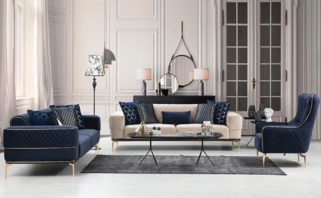 Suite Sofa set Sofa Sofas 3+1 Seater Armchair Fabric Wood Modern Polyester