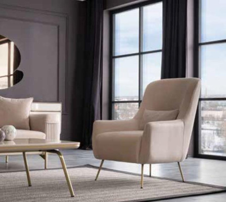 Armchair Single Seater Luxury 1 Seater Padded Fabric Modern Design Textile