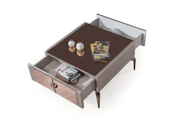 Elegant Coffee table 2x drawers Living room Table Luxury Wood Furniture