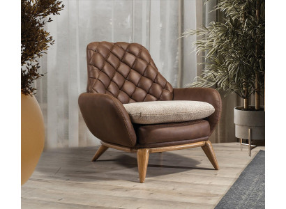 Designer Brown Armchair Living room Lounge chair Luxurious single seater