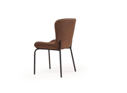 Brown leather chair Designer Chair without Armrests Dining room atmosphere new